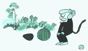 小和尚吃瓜照片